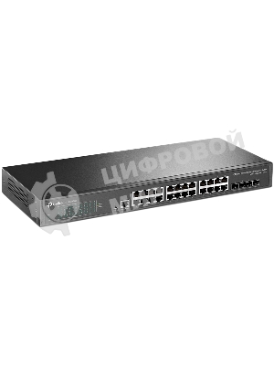 Коммутатор TP-Link JetStream 24-port Gigabit L2/L2+ Managed Switch with 4 SFP slots, support SDN controller, abundant L2/L2+ features, 1U rack mountable, full managed via web UI/CLI/Console/SSH/Telnet/SNMP.