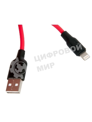 Кабель USB 2.0 HOCO X21, силиконовая оплетка, AM/Lightning M, черно-красный, 1м