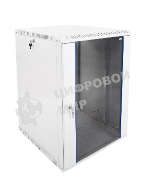 Шкаф телеком. настенный разборный 15U (600х650) дверь стекло, серый RAL 7035