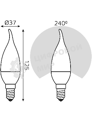 Лампа светодиодная Gauss Tailed 6.5Вт свеча 4100К белый E14 550лм 150-265В