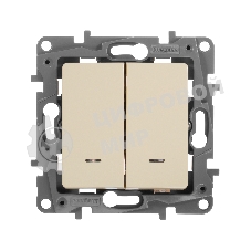 Переключатель 2кл с подсветкой,10АХ, сл.кость