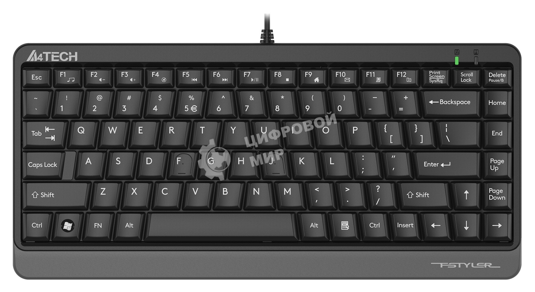 Клавиатура проводная A4Tech Fstyler FKS11, USB, черный/серый