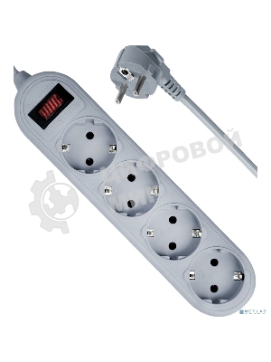 Сетевой фильтр Defender ES Lite, 1.8 м, 4 розетки, серый