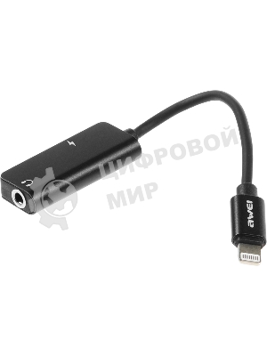 Переходник аудио Premier AWEI lightning/Jack 3.5 (f) 0.1м. черный