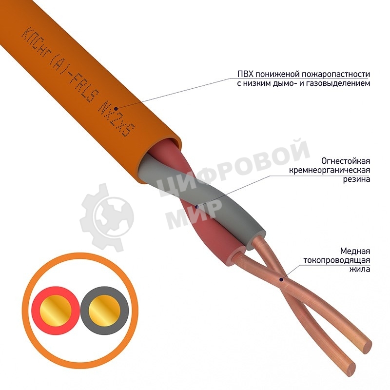 Кабель огнестойкий Rexant КПСнг(А)-FRLS 1x2x0,75 мм², бухта 200 м, 01-4903