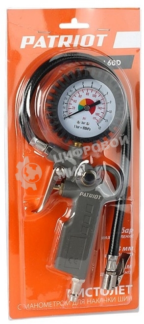 Пистолет для накачки шин Patriot GN 60D 10бар шланг360мм манометр63мм быстросъем