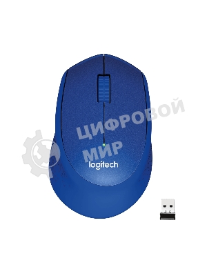 Мышь беспроводная Logitech M330 SILENT PLUS синий, 1000 dpi, радиоканал, USB, кнопки - 3