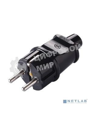 Вилка прямая с заземлением Makel черная