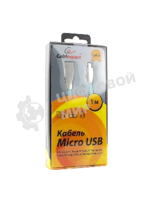 Кабель USB2.0 Cablexpert CC-G-mUSB01Bl-1M, AM/microB, серия Gold, длина 1м, синий, блистер