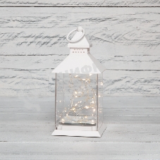 Декоративный фонарь Neon-night с росой, белый корпус, размер 10,7х10,7х23,5 см, цвет теплый белый