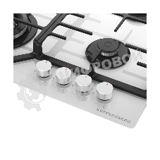 Варочная панель Kuppersberg FG 66 W газ, High-Tech, 59 см, автоматический электроподжиг, газ-контроль, форсунки под сжиженый газ, SABAF конфорки, чугунные решетки, цвет белый, цвет фурнитуры белый