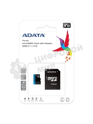 Флеш карта Micro SecureDigital 128Gb ADATA AUSDX128GUICL10A1-RA1 MicroSDXC Class 10 UHS-I, SD adapter