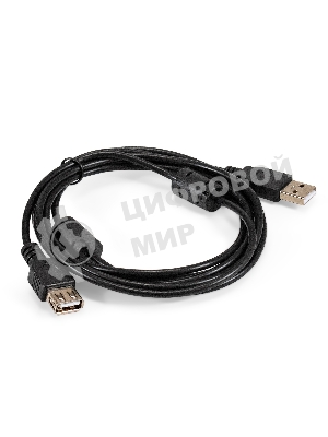 Удлинитель USB 2.0 ExeGate EX-CCF-USB2-AMAF-2.0F (Am/Af, позолоченные контакты, ферритовые кольца, 2м)