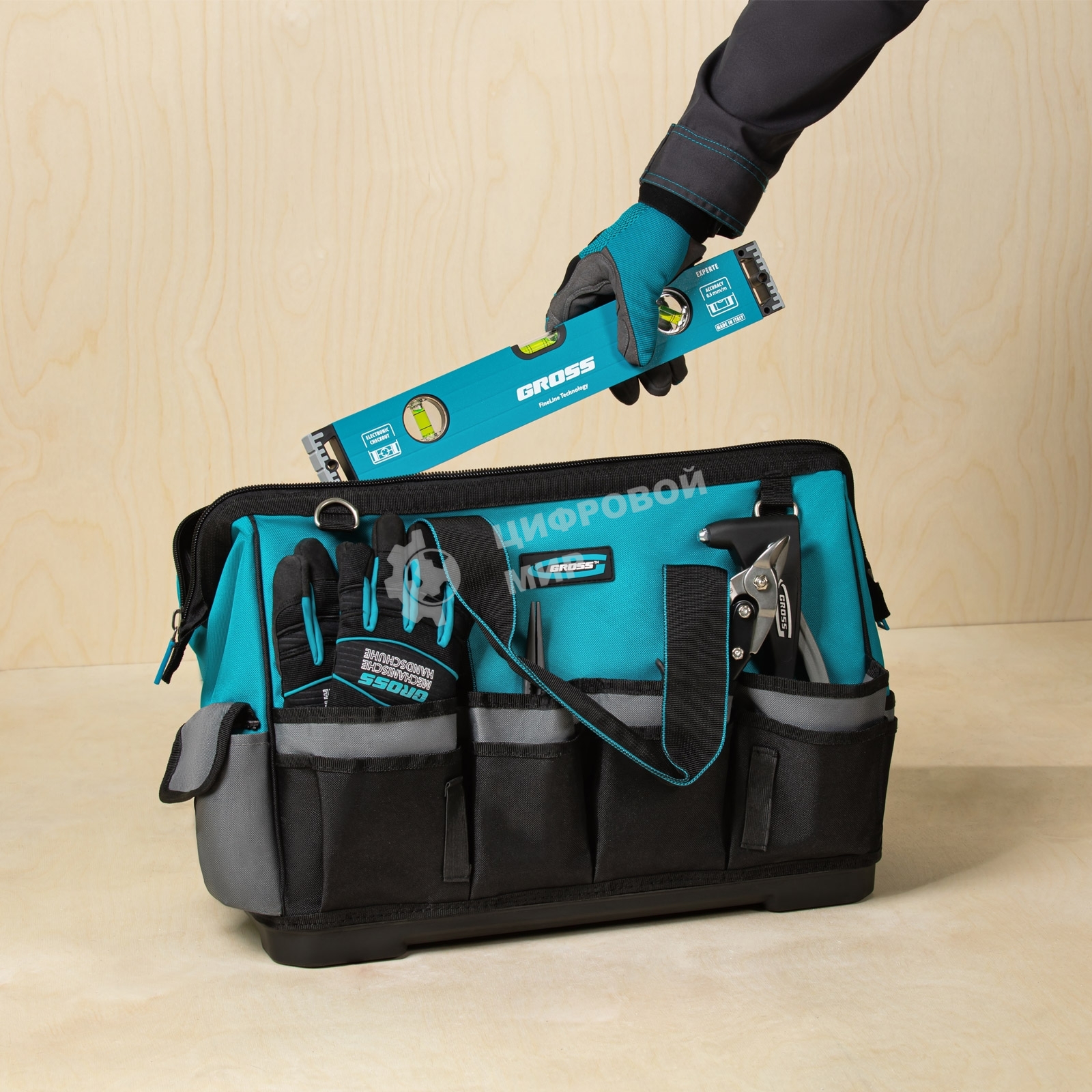 Сумка Gross 90273 для инструмента handwerker 42 кармана пластик. дно наплечный ремень 475 х 260 х