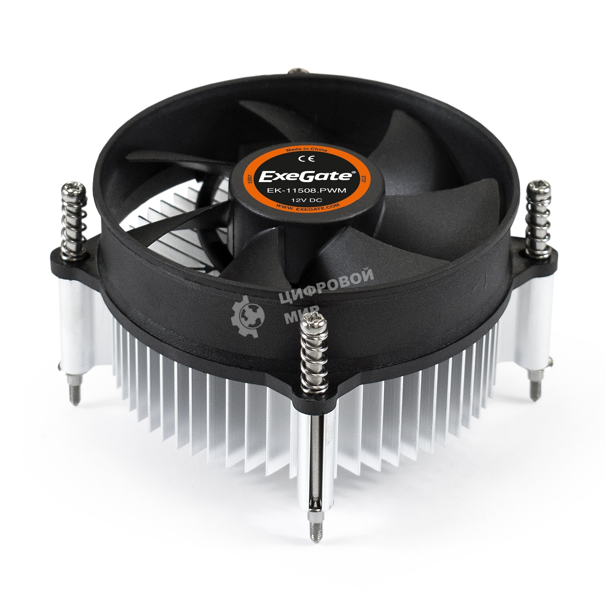 Кулер для процессора ExeGate EK-11508.PWM серебристый/черный, 90 мм, алюминий, 2600 об/мин, 23.5 дБ, 4 pin, 75 Вт, 60 мм