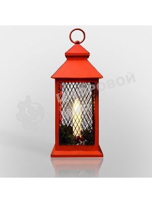Декоративный фонарь Neon-night со свечкой, красный корпус, размер 13.5х13.5х30,5 см, цвет теплый белый