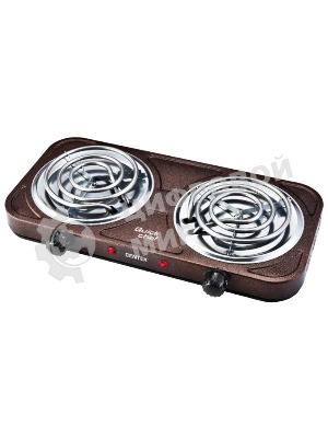 Плита настольная электрическая Centek CT-1509 Siberia коричневый, 2 кВт, ТЭН, конфорки - 2, эмаль, поворотные переключатели