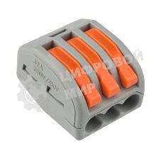 Клемма соединительная многоразовая Rexant 3-проводная, серая, 0.08-4 мм² (20 шт./уп.)