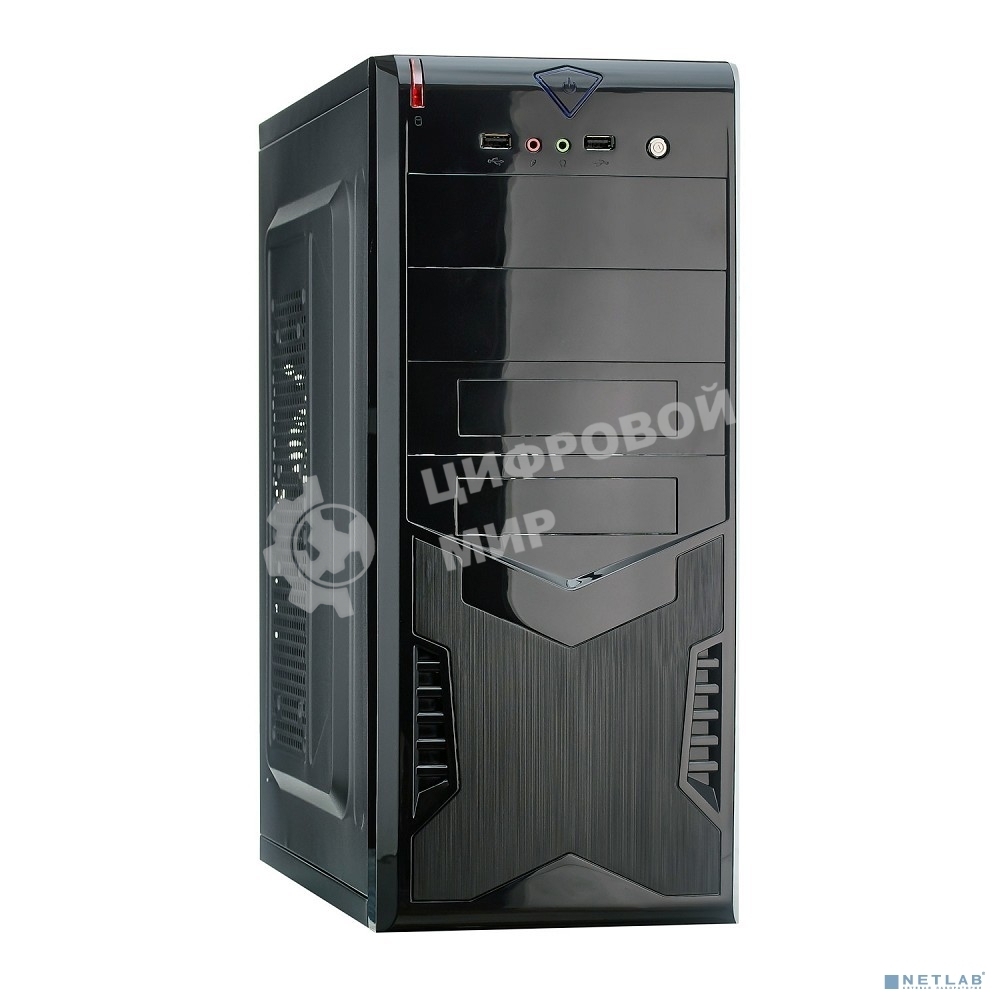 Компьютерный корпус ExeGate EX280388RUS Miditower ExeGate CP-604 Black, ATX, (CP450W, 80мм), 2хUSB, Audio