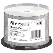 Диск DVD-R Verbatim 4.7 Gb, 16x, Cake Box (50), Full Ink Printable Pro (50/200)