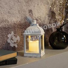 Декоративный фонарь Neon-night со свечкой, белый корпус, размер 10.5х10.5х22,35 см, цвет теплый белый