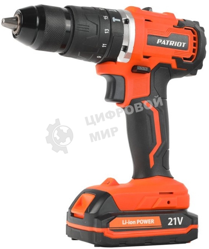 Дрель-шуруповерт Patriot BR 210Li-h UES, 21 В, 2 Ач, 50 Нм, бесщеточный, ударный