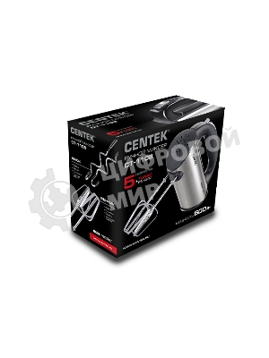 Миксер ручной Centek CT-1108 черный/стальной, 600 Вт
