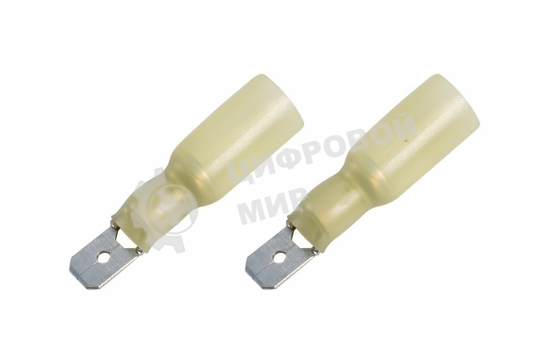 Клемма плоская Rexant изолированная термоусаживаемая штекер 6.35 мм 4-6 мм² (РПи-п-т 6.0-(6.3)) желтый