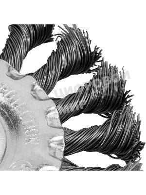 Щетка для УШМ Сибртех 100 мм, посадка 22,2 мм, Плоская, крученая проволока 0,5 мм