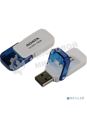 Флешка USB ADATA UV240 (AUV240-32G-RWH), 32Gb, USB 2.0, R/W 15/5, белый/синий