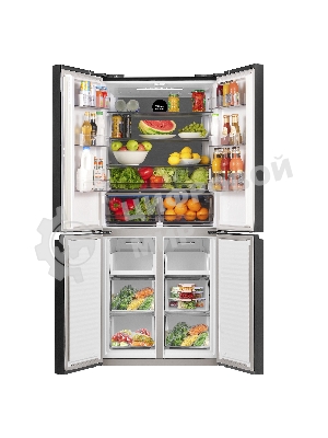 Холодильник Maunfeld MFF183NFSBE черная нержавеющая сталь трехкамерный инвертор 405л морозилка снизу