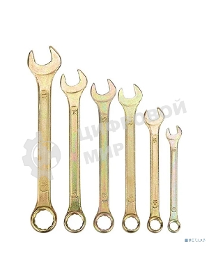 Набор ключей комбинированных Rexant (8, 10, 12, 13, 14, 17 мм), 6 шт., желтый цинк