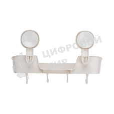 Полка для ванной и кухни HALSA HLS-F-107W с крючками на вакуумной присоске