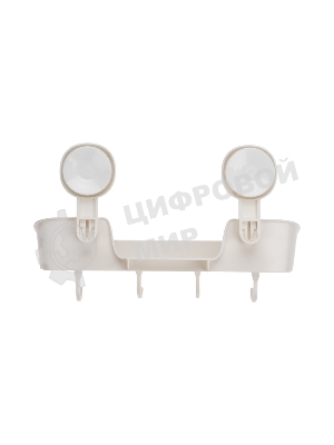 Полка для ванной и кухни HALSA HLS-F-107W с крючками на вакуумной присоске