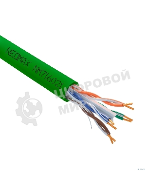 Кабель NEOMAX NM716021 U/UTP cat.6 4x2x0.57, 23 AWG, Медь, внутренний, PVCLS нг(А)-LSLTx, 305м, зеленый; Fluke Tested