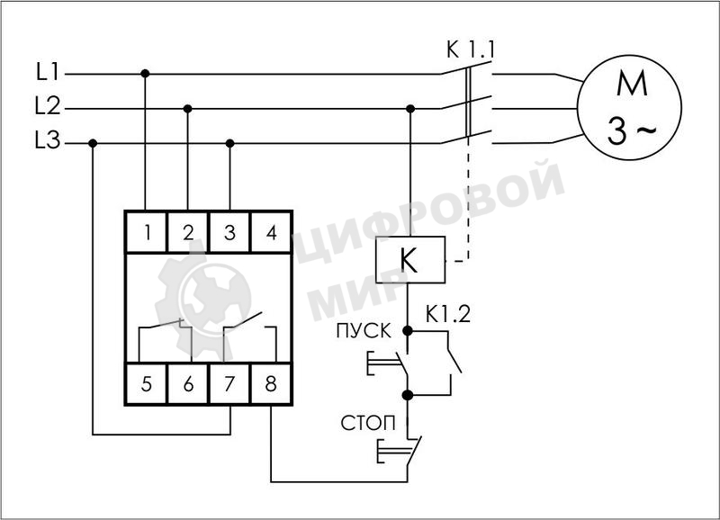 Реле контроля фаз для сетей с изолированной нейтралью CKF-11 (монтаж на DIN-рейке 35мм; регулировка задержки отключения; контроль чередования фаз; 3х400В 8А 1Z 1R IP20)(аналог ЕЛ-11Е) F&F EA04.004.003
