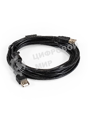Удлинитель USB 2.0 ExeGate EX-CCF-USB2-AMAF-5.0F (Am/Af, позолоченные контакты, ферритовые кольца, 5м)
