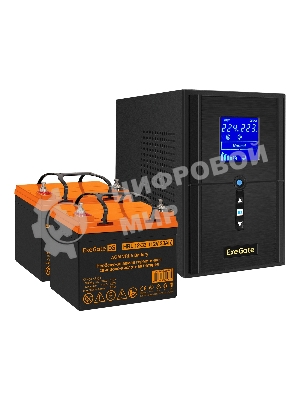 Комплект Источник бесперебойного питания EX295988RUS + батарея 33Aч EX285664RUS 2шт (инвертор, синус, для котла) ExeGate SineTower SZ-1500.LCD.AVR.2SH.1C13.USB <1500VA/1200W, чистый синусоида, LCD дисплей, AVR, 2*Schuko+1*C13, USB, линейно-интерактивный, Black> + батарея ExeGate HRL 12-33 (12В, 33Ач) 2шт