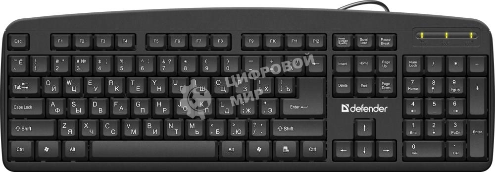 Клавиатура проводная Defender Office HB-910 RU, USB, черный