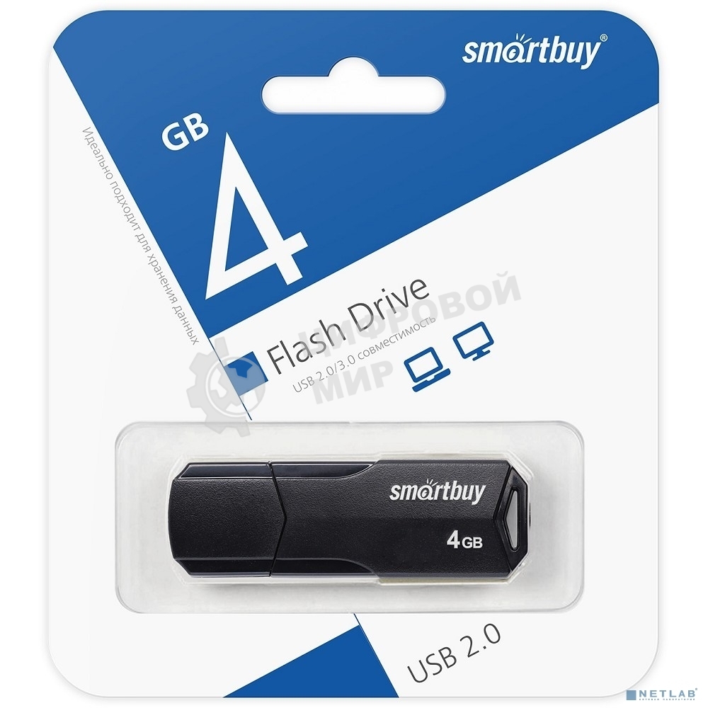 Флешка USB SmartBuy CLUE black (SB4GbCLU-K), 4Gb, USB 2.0, R/W 15/8, черный