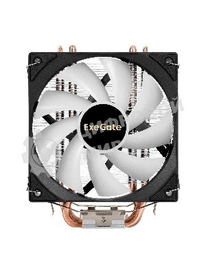 Кулер ExeGate Wizard EXX600-PWM.FRGb (Al+Cu, 6 тепл.трубки, LGA775/1150/1151/1155/1156/1200/1700/1851/AM2/AM2+/AM3/AM3+/AM4/AM5/FM1/FM2/754/939/940, TDP 180W, Fan 120мм PWM, 800-2400RPM, Hydro bearing, 4pin, 11-24db, 540г, FRGb подсветка, с термопастой, на защелках, Color Box)