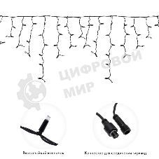 Гирлянда светодиодная Neon-night Бахрома (Айсикл), 4,0х0,6м, 128 LED теплый белый, черный каучук 2,3мм, IP67, эффект мерцания, 230В (нужен шнур питания 315-000)