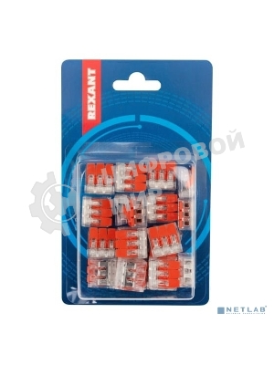 Клемма соединительная рычажковая компактная Rexant 3-проводная, прозрачная, 0.14-4 мм² (20 шт./уп.)