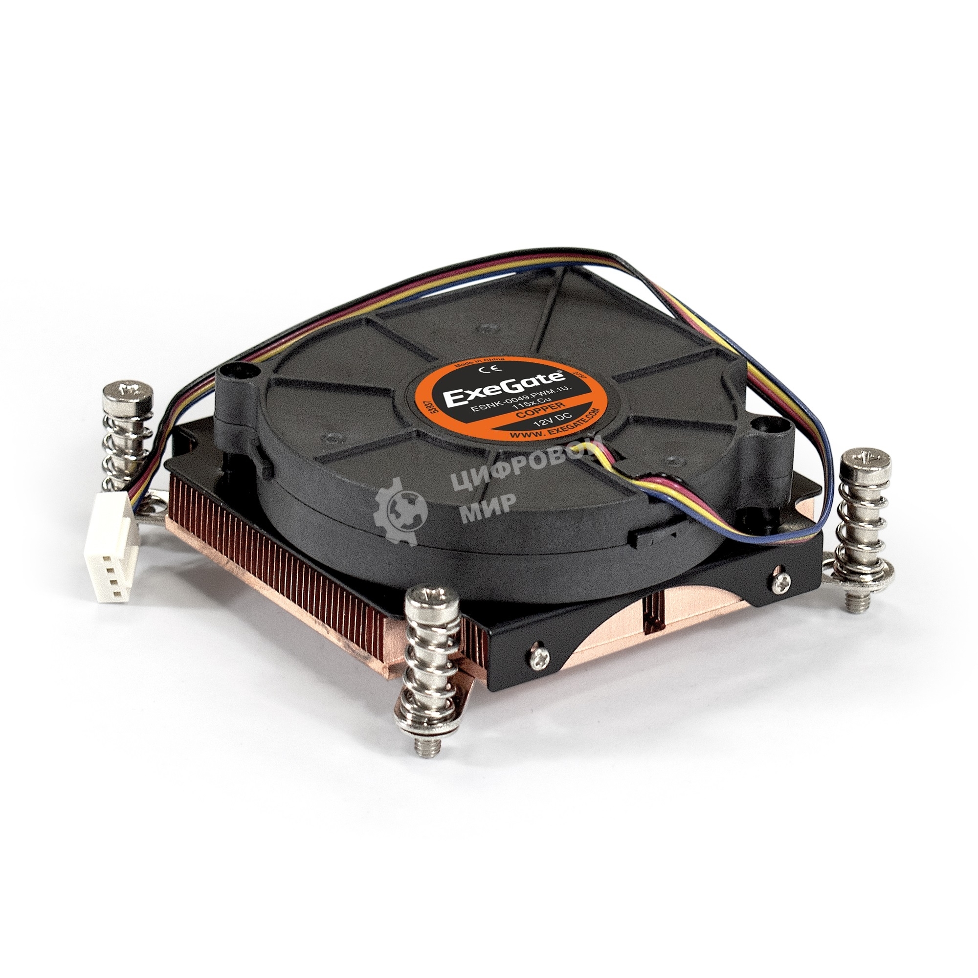 Кулер для процессора ExeGate ESNK-0049.PWM.1U.115x.Cu бронзовый, 75 мм, медь, 5000 об/мин, 54 дБ, 4 pin, 115 Вт, 30 мм