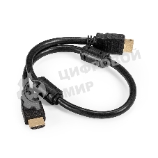 Кабель HDMI ExeGate EX-CC-HDMI2-0.5F (19M/19M, v2.0, 0,5м, 4K UHD, Ethernet, ферритовые кольца, позолоченные контакты)