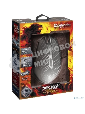 Мышь проводная Defender Dark Agent GM-590L черный, 12800 dpi, USB, кнопки - 6