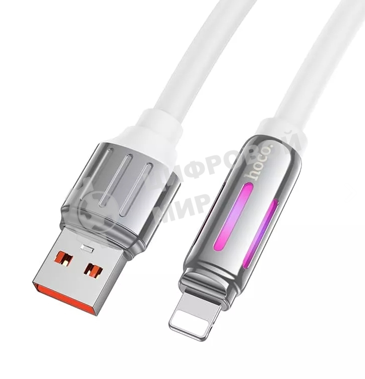 Кабель USB HOCO U136 Prize, USB - Lightning, 2.4А, 1.2м, белый