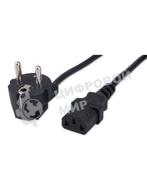Кабель питания Гарнизон GPC-186-0.5-1.8M, Schuko-C13, 3x0.5мм2, 6A, CCA, с заземлением, 1.8м, черный, пакет