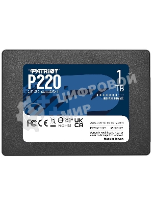 Накопитель SSD Patriot P220, 1Tb, SATA III, 2.5