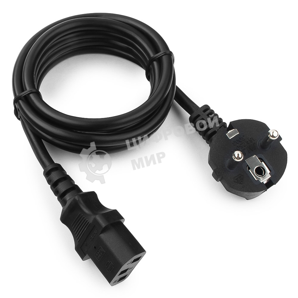 Кабель питания Cablexpert PC-186-1-1.8M, 1.8м, Schuko- C13, 3x1кв.мм, черный, с заземлением, пакет